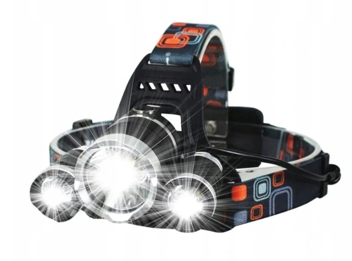 

Mocna Latarka Czołowa 3 x Led T6 Cree Czołówka Aku