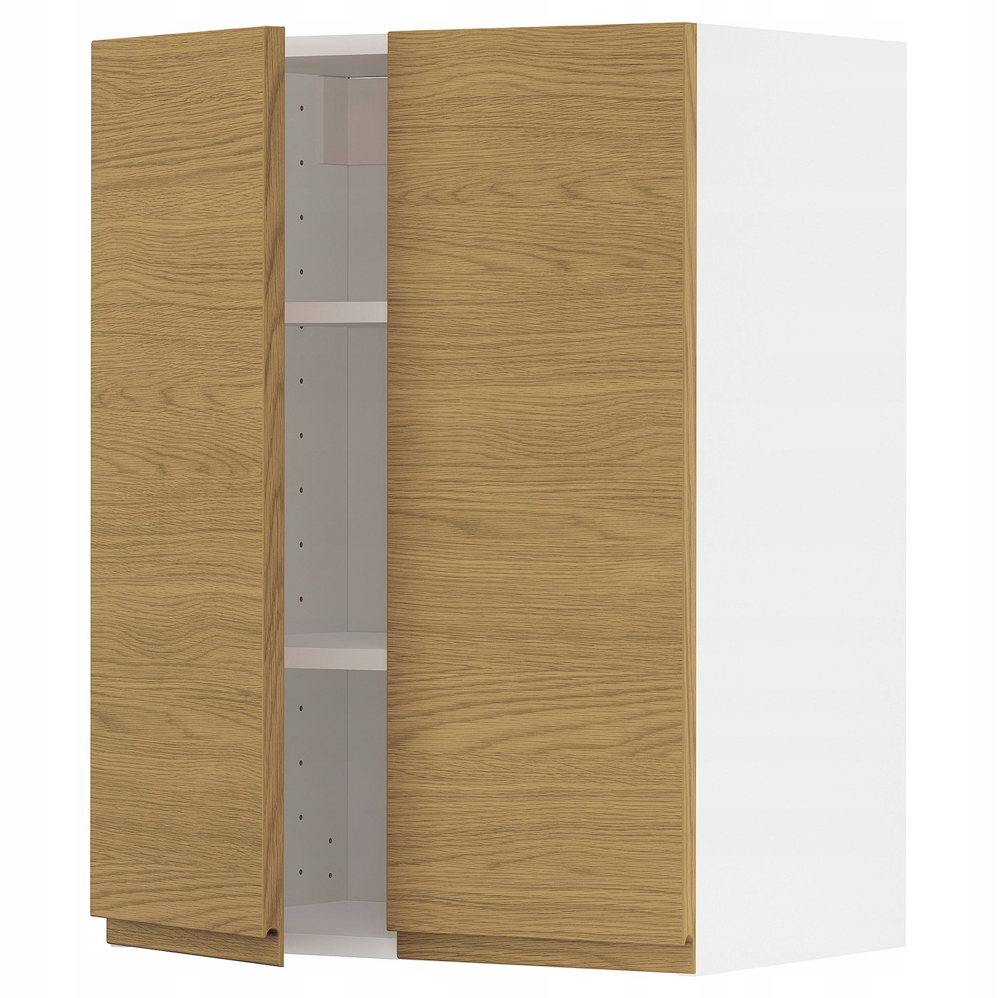 Szafka ścienna biała z półkami 60x80 cm imitacja dębu