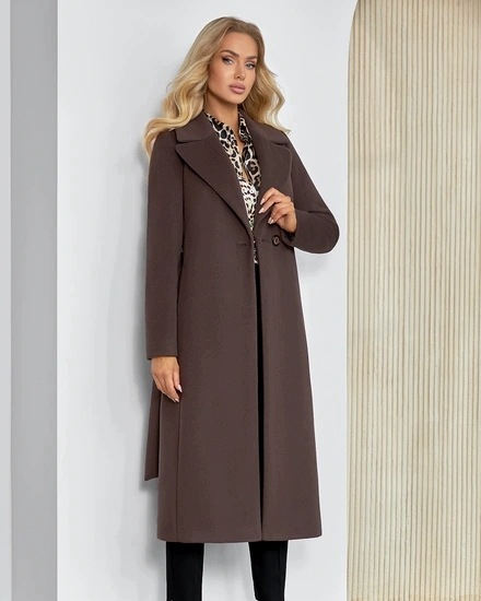 Zartex dámský kabát na podzim a zimu alpaka Amber Čokoládový AW26 vel. 38