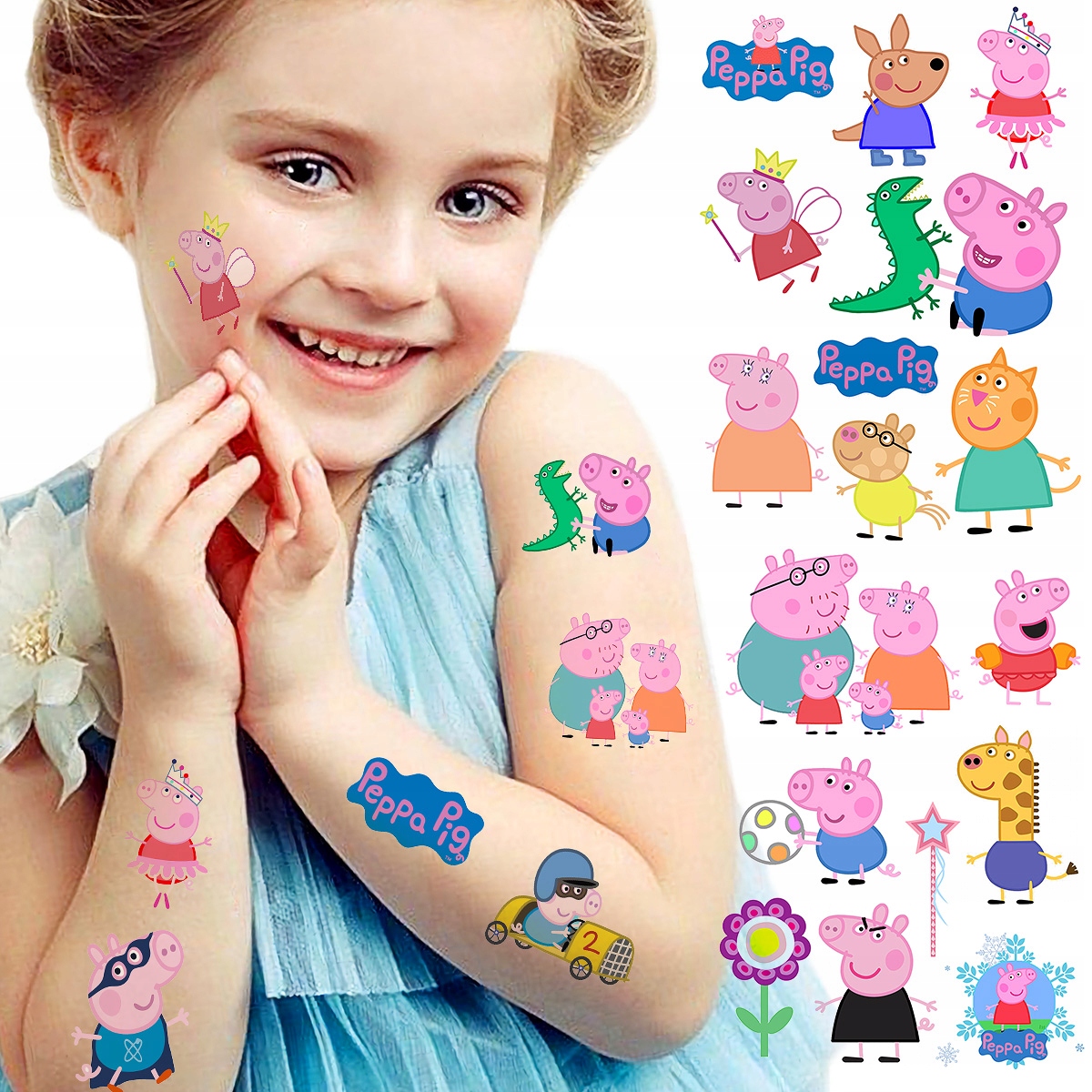 NAJLEPSZE TATUAŻE ZMYWALNE DLA DZIECI DZIECIĘCE ŚWINKA PIG PEPPA WZORY