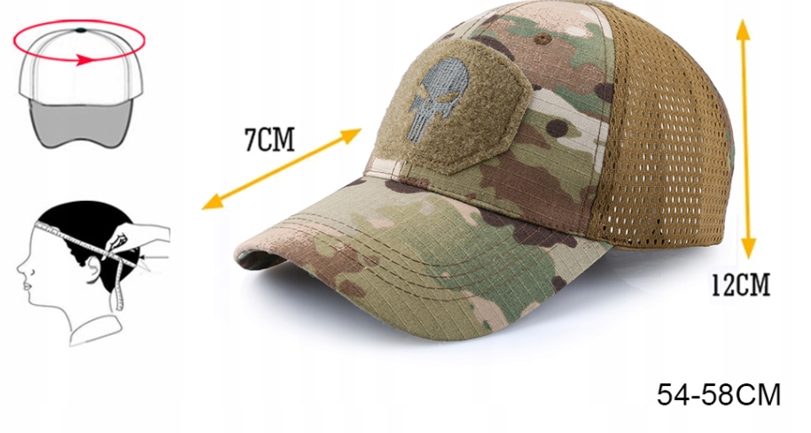 CZAPKA Z DASZKIEM KAMUFLAŻ WOJSKOWA PUNISHER MORO Marka inna