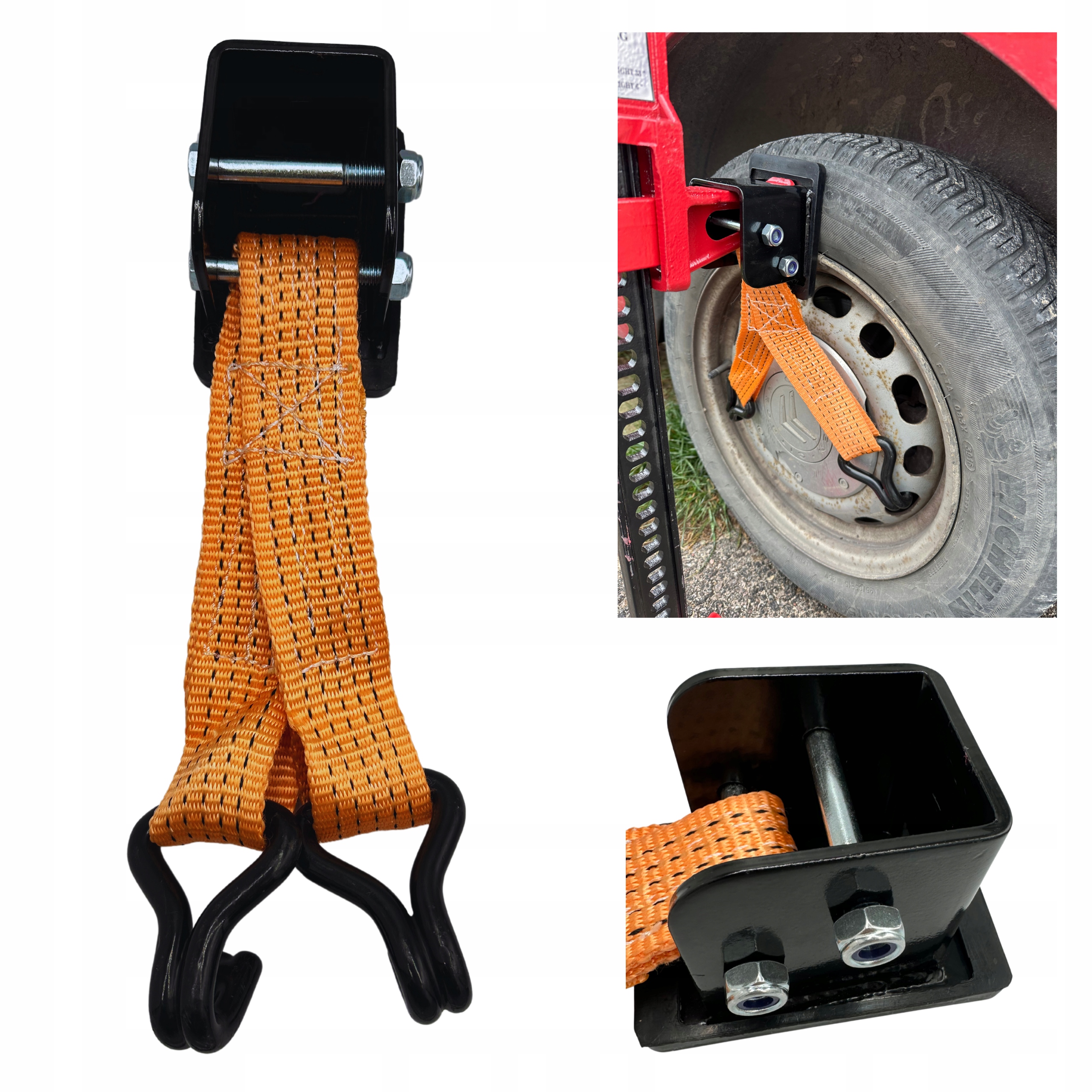 Držák uchycení adaptéru na ráfek kola hi-lift zvedáku 4x4 off-roadová páka