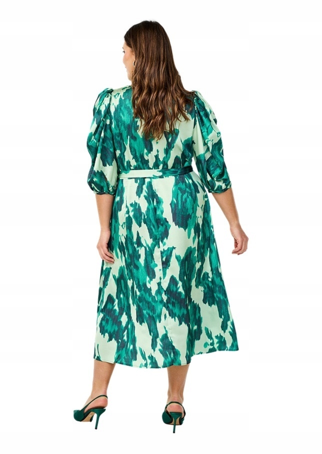 Plus Size Zizzi Elegantní Dlouhé Tyrkysové Šaty Vzor 116A 56