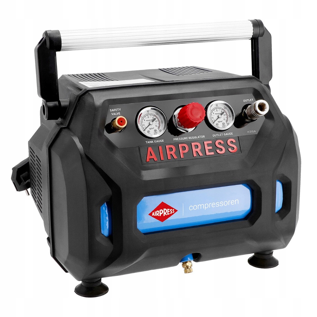 Bezolejový piestový kompresor Airpress 36943, 8 bar, 1,5 Hp 1,1 kW, 6 l