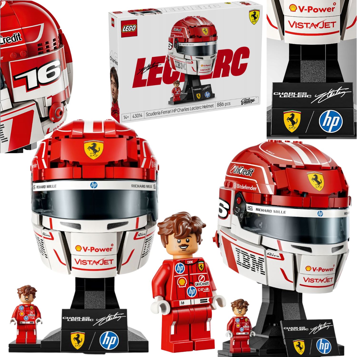 Lego Kolekcjonerski Kask Charles Leclerc Ferrari Zestaw Klocków Minifigurka