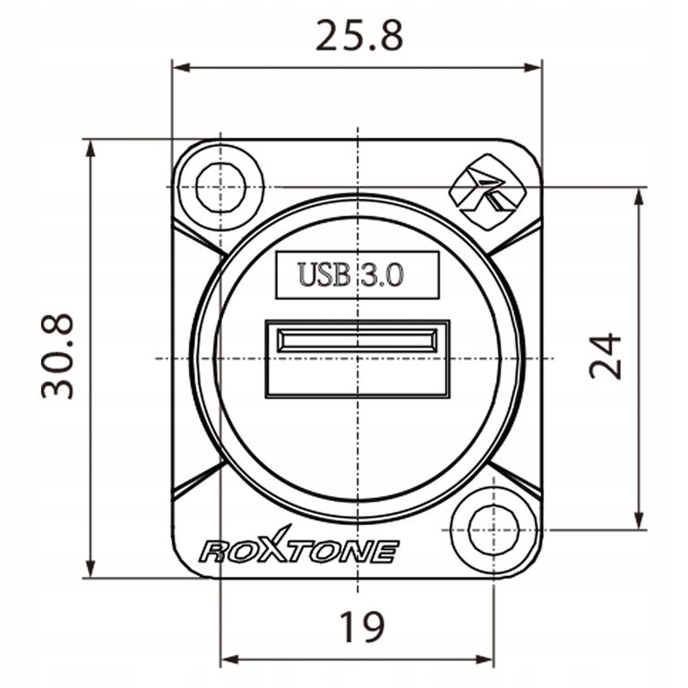 GNIAZDO USB 3.0 ZŁĄCZE PANELOWE INSTALACYJNE MONTAŻOWE ROXTONE RAU3D-B Złącza wtyk USB typ A