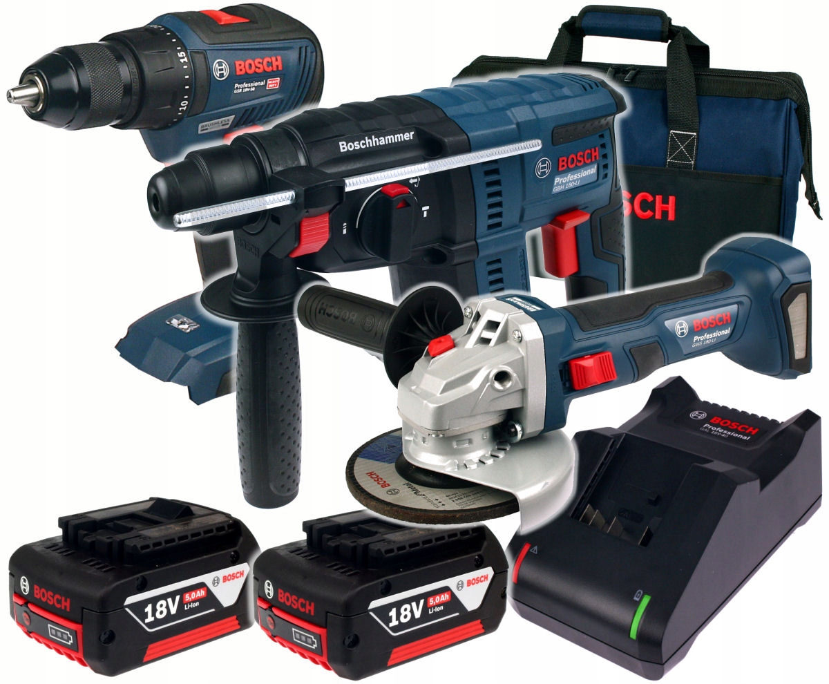 

Bosch GBH180-LI GSR18-2-LI GWS18-125V-LI 2x5,0Ah