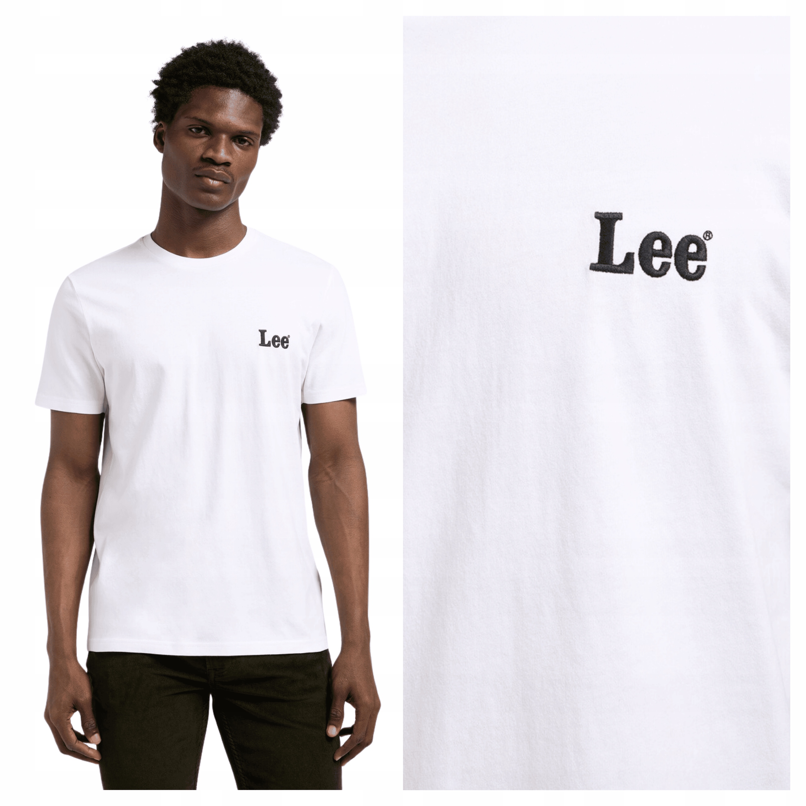 Tričko Pánské Lee Ss Small Logo Tee Bílá Bavlněná L
