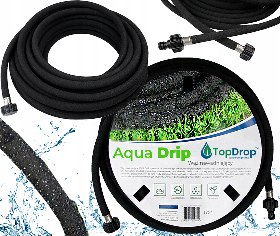 Wąż Pocący 1/2 30m Kroplujący Do Roślin Nawadniający Linia Kranu Aqua Drip