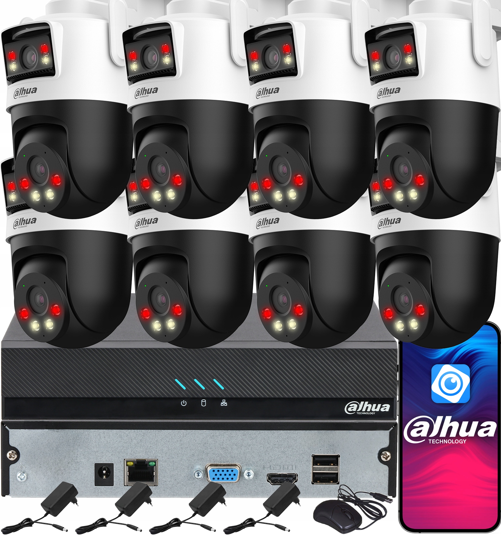 Dahua Monitoring pro 8 WiFi kamer 3MPx+3MPx P3D-3F-PV Chytré duální světlo Audio