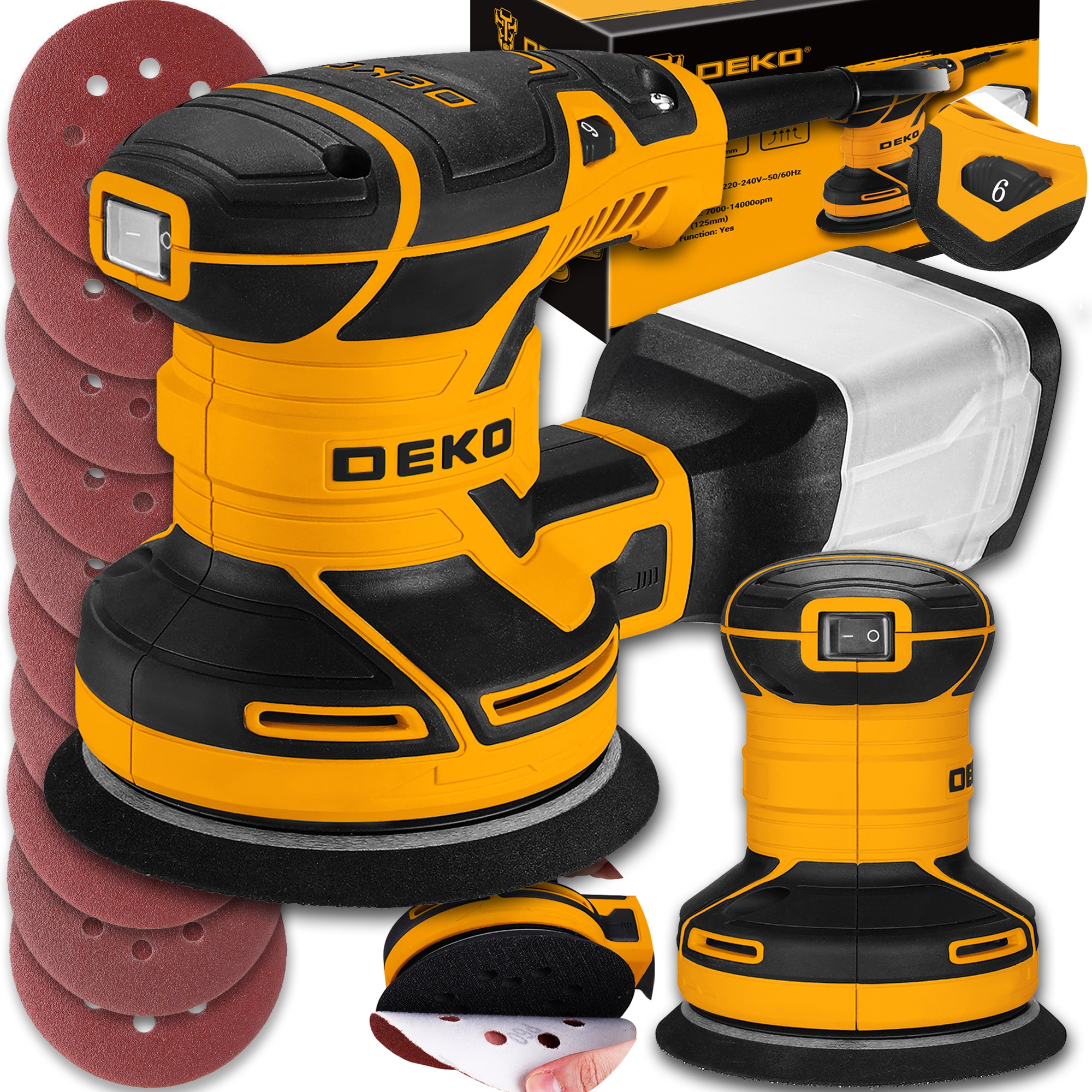 Szlifierka Oscylacyjna Mimośrodowa Elektryczna 125MM 16x Krążki Ścierne