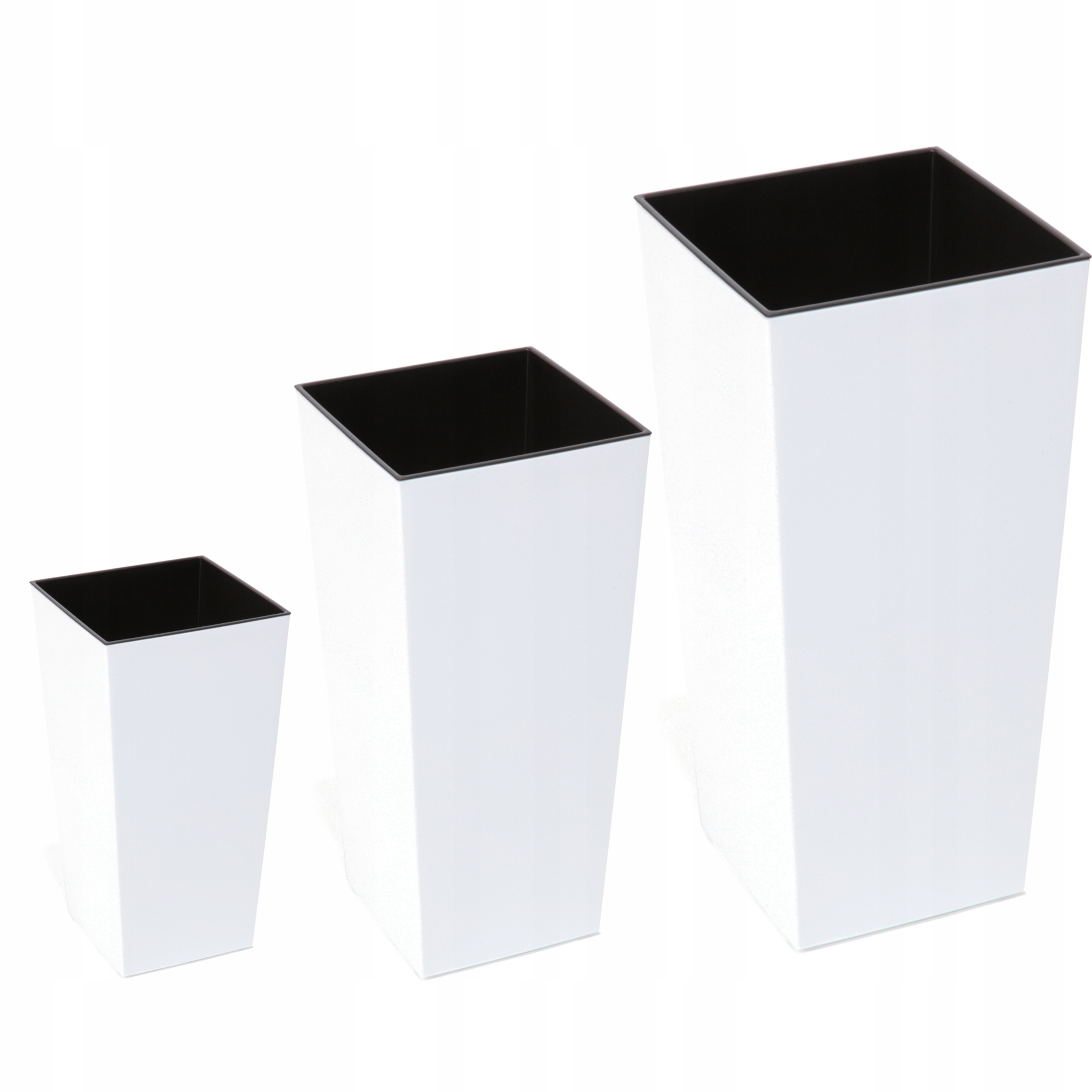 Komplet doniczki wysokie wkład 36 46 57 cm Biały