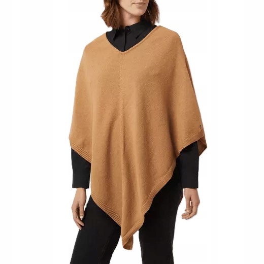 wełniane poncho ponczo w kolorze camel