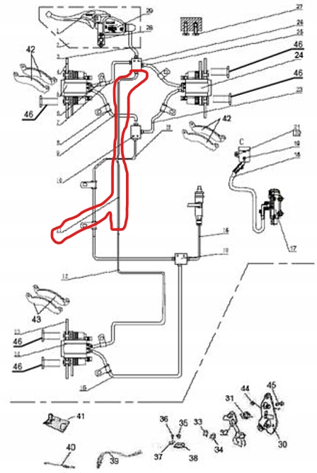 SRODKOWY PRZEWOD HAMULCOWY Quad Linhai 400cc OEM