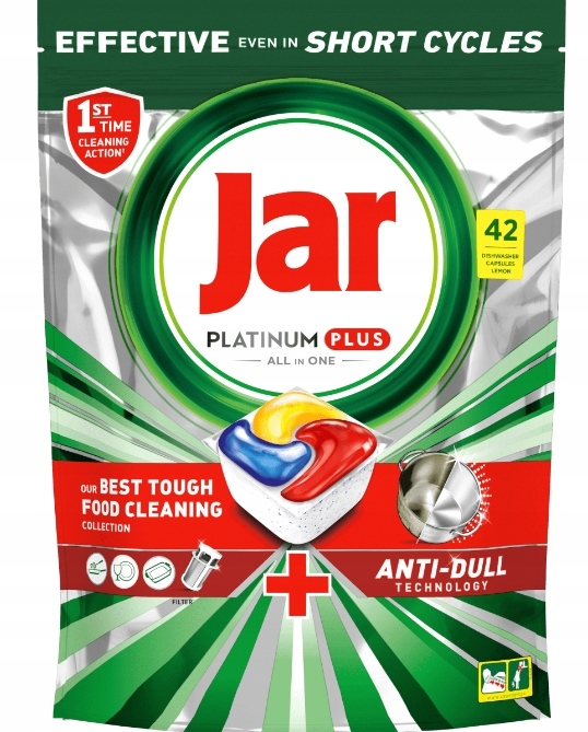 Levně Jar Platinum Plus All in One Lemon Kapsle do myčky, 42 kusů