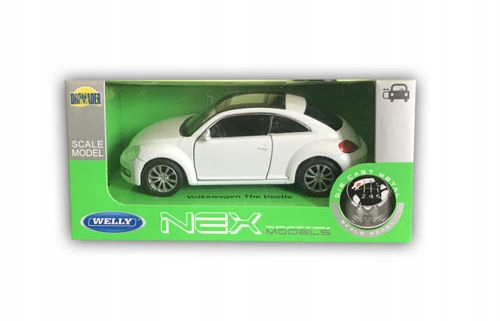 

Vw New Beetle Biały Metalowy Model 1:34 Welly