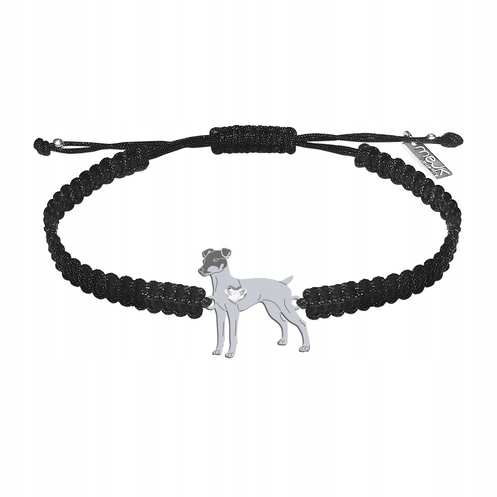 Stříbrný náramek s japonským teriérem 925 Makramé Šperky Dárek Gravírování