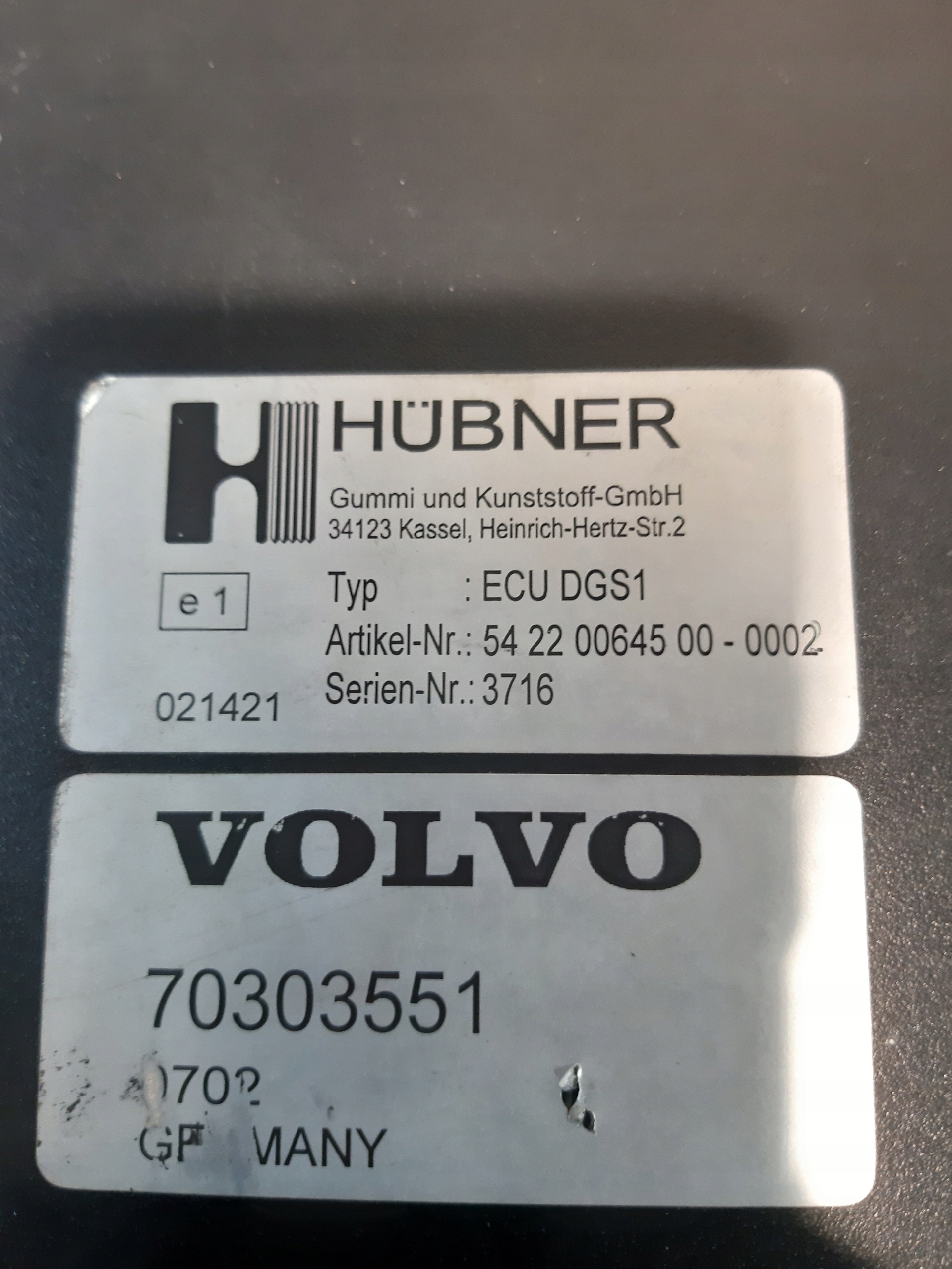 Volvo 70303551 Jednostka sterujaca electrical ECU DGS1 control unit HUBNER
