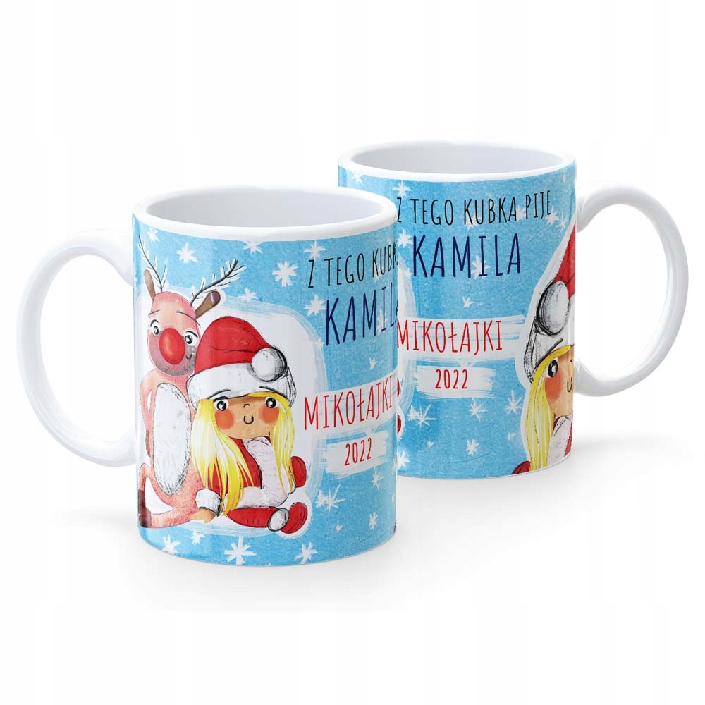 

Kubek Na Święta Mikołajki Imię Biały