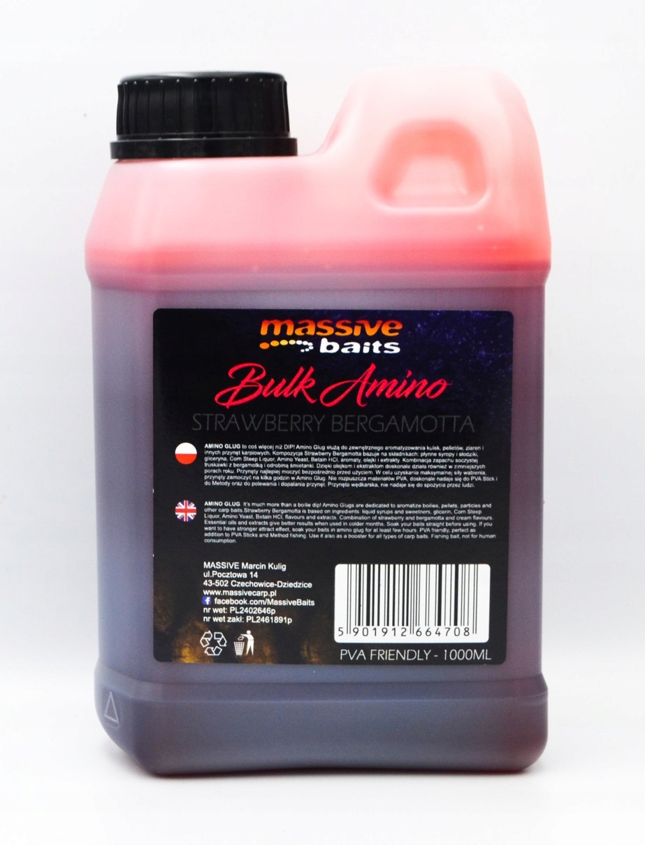 Massive Baits Dip Bulk Amino Strawberry Brgamotta 1000 ml
