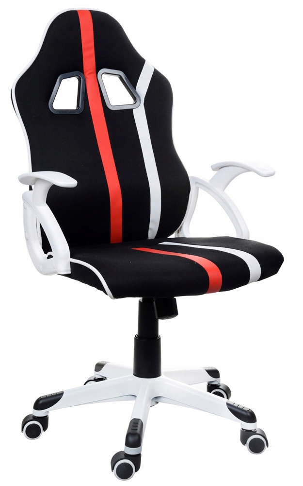 FOTEL GRACZA MATERIAŁ TKANINA CZARNY SPORTOWY