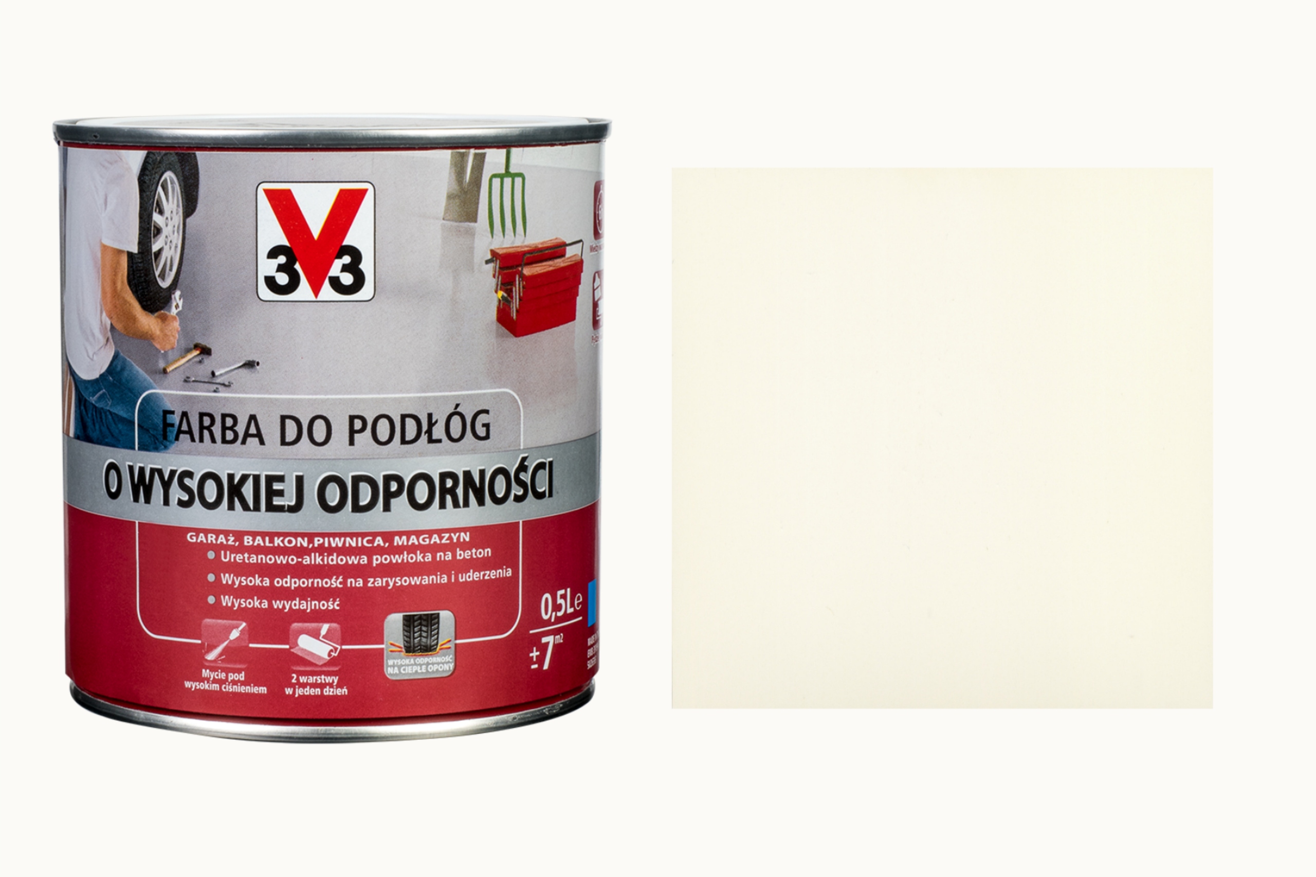 

V33 Farba Do Podłóg Wysoka Odporność Biały 0,5L