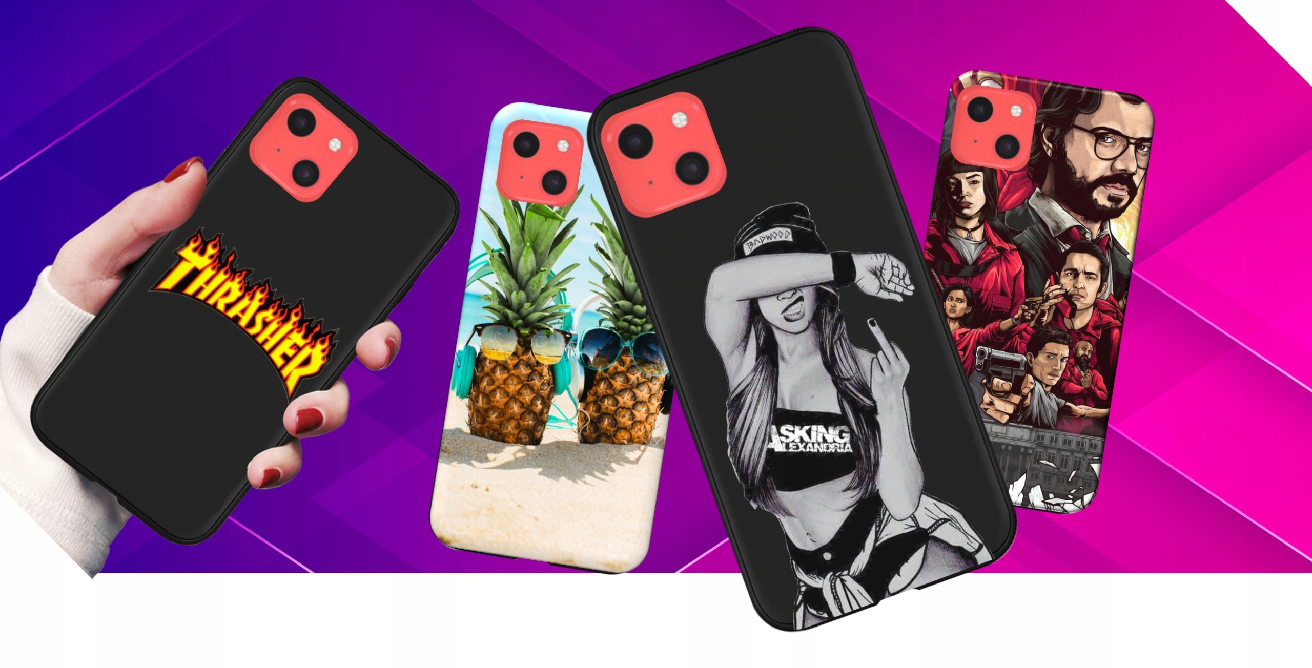 Etui czarne matowe do Iphone 13 Wzory nadruk Case Materiał tworzywo sztuczne