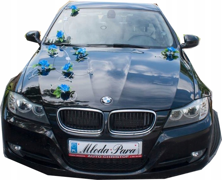 Modrá Dekorace na auto – Doporučujeme na svatba 089