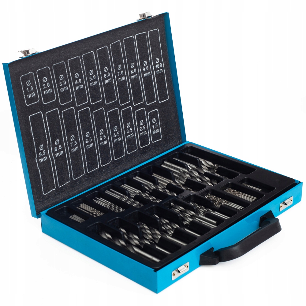 Zestaw wierteł do metalu 170szt 1-10mm stal szybkotnąca Hss walizka