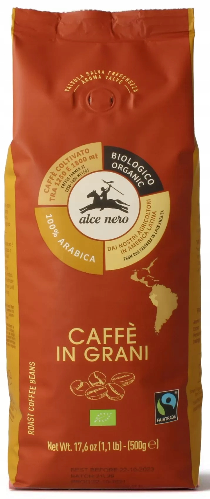 Levně Káva Zrnková Arabica 100 % Fair Trade Bio 500 g Alce Nero