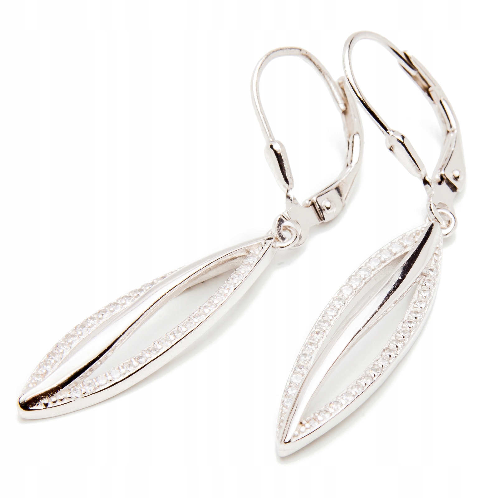 Stříbrné náušnice 925 listů zirkony