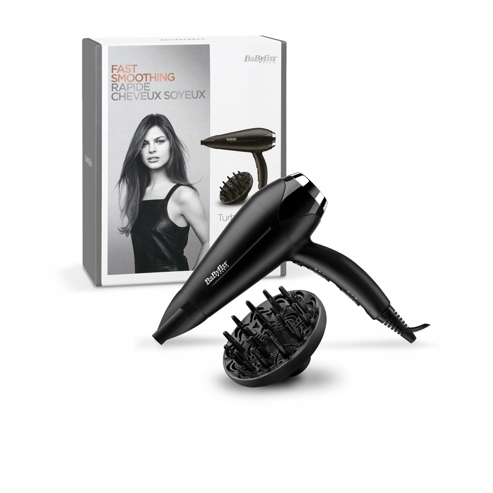 BaByliss Turbo Smooth D572DE Jonizacja Dyfuzor Zimny nawiew 2200W 2 prędkości 3 temperatury