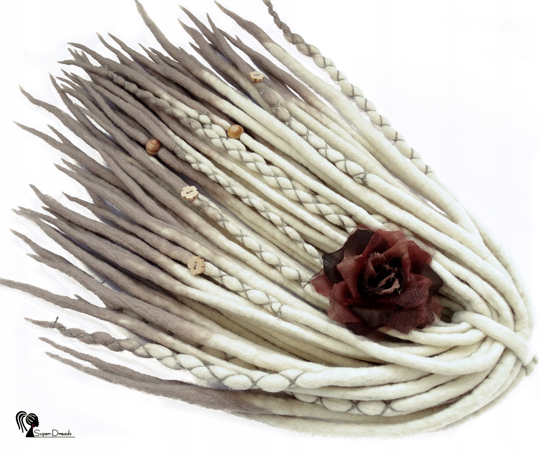 Dredloky Dredy Vlněné ručně vyráběné, blond béžové, Závan Přírody, 40 kusů