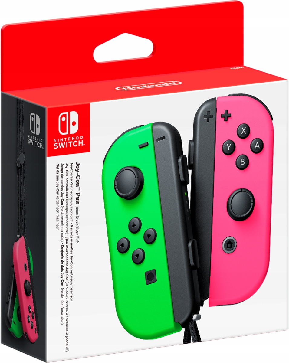 Nintendo Kontrolery Joy-Con Neonowy Zielony-Różowy Nowe Oryginalne