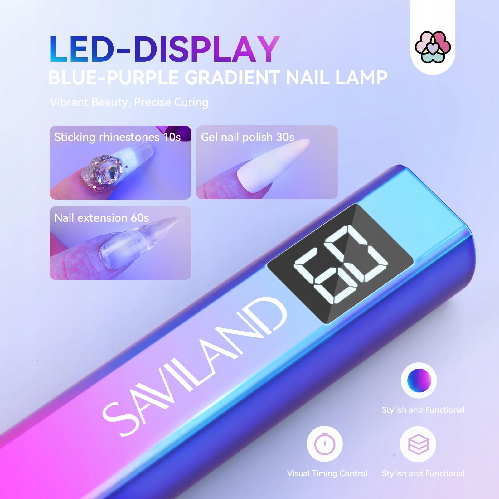 SAVILAND Lampa UV LED Do Paznokci 16W Z LCD Mini Kieszonkowa Lampa — miniatura 5