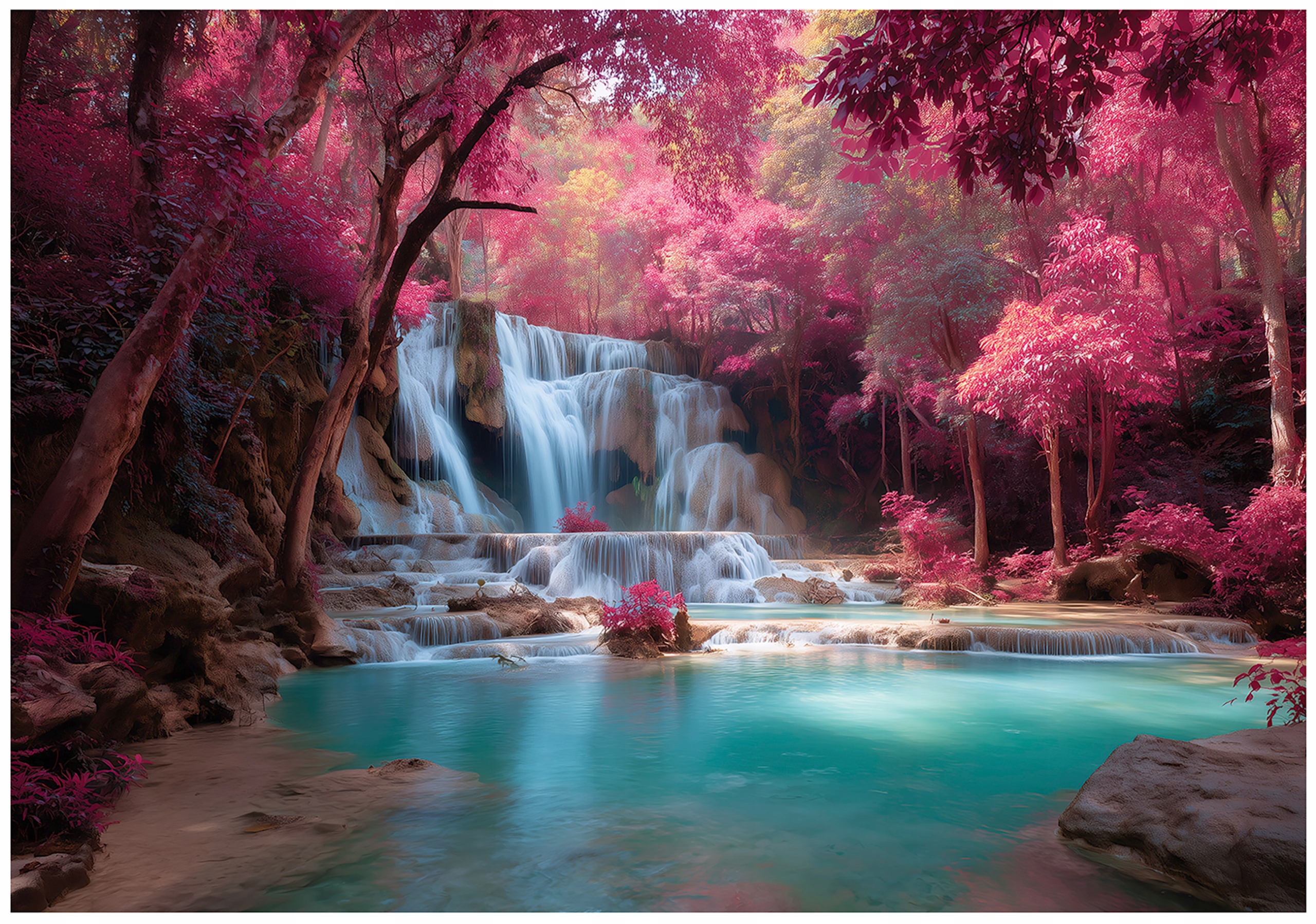 Fototapeta Vodopád Les Príroda Stromy Ružová Príroda Krajina 400x280