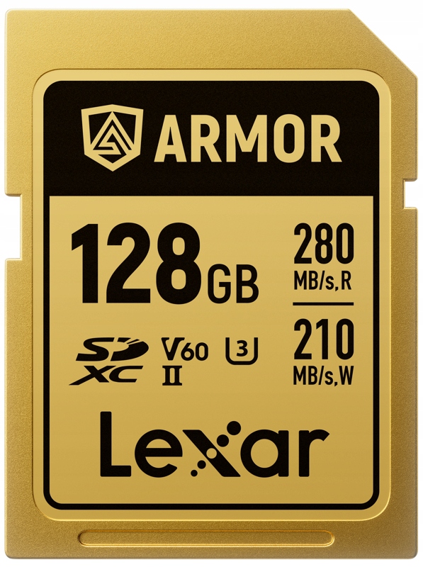 Zesílená paměťová karta Lexar Sdxc Armor Gold 128GB (čtení 280 MB/s, zápis 210 MB/s)