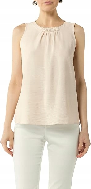 Comma Béžová Volná Halenka S Volánky U Výstřihu 38 6F