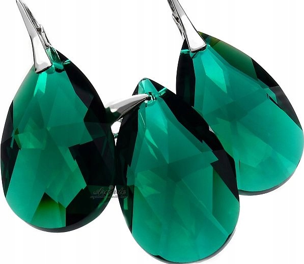 Komplet+řetízek Krystaly Stříbro Smaragd