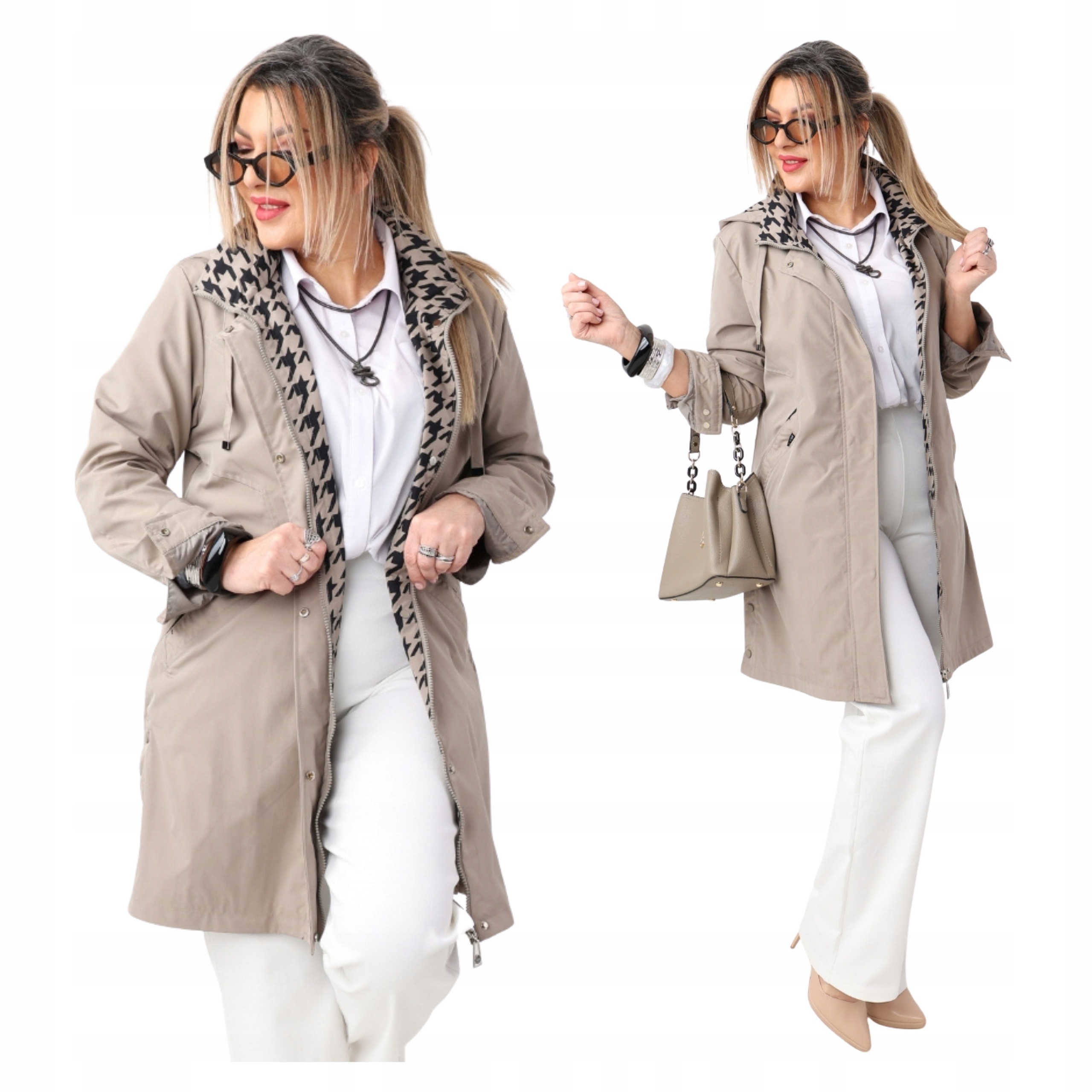 Kurtka Damska Przejściowa Płaszcz Lekka Duże Rozmiary Sportowa Z Kapturem