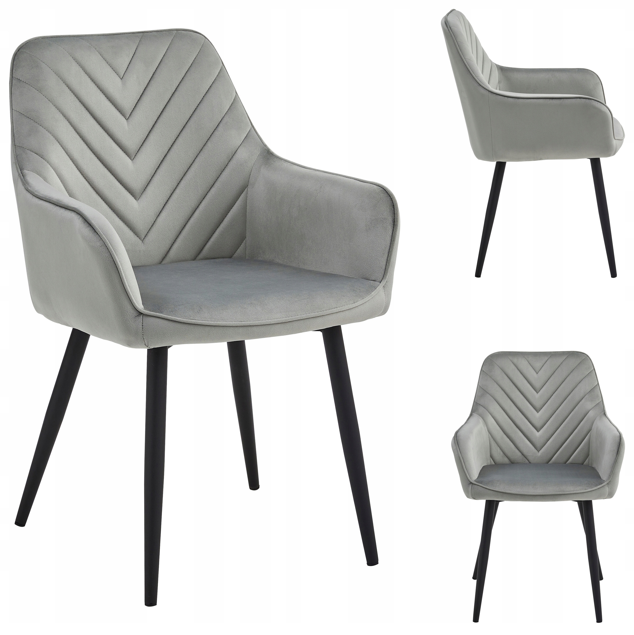 Krzesło Tapicerowane Welurowe Velvet do Salonu Kuchni Jadalni Srebrne Mars