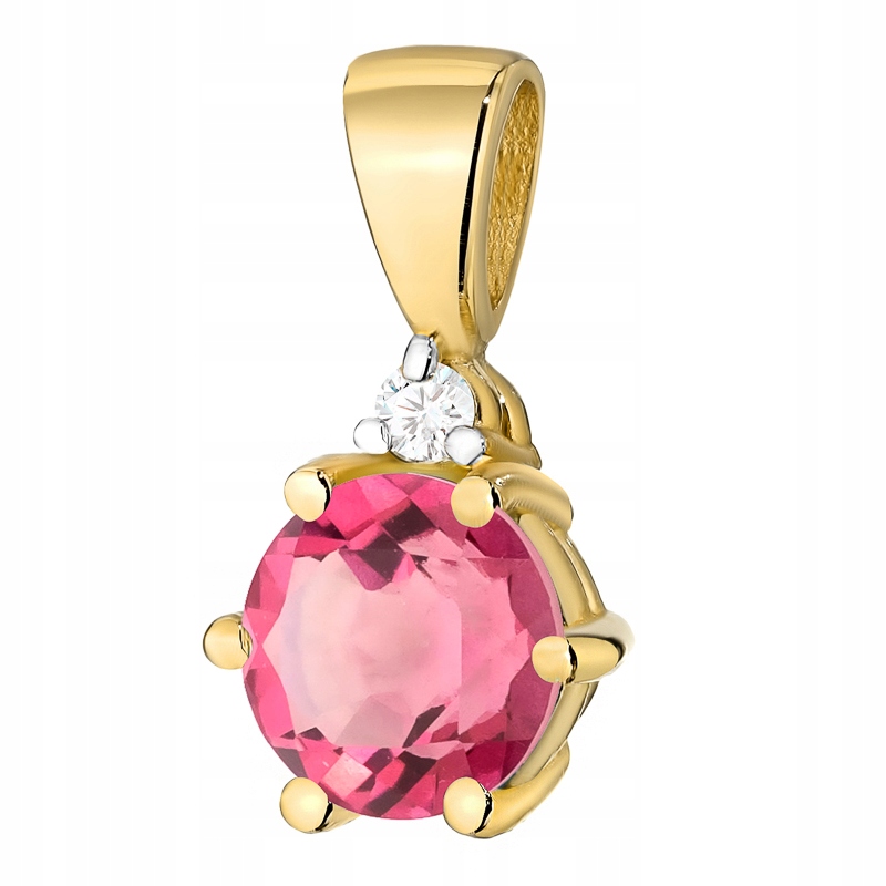 Krásný Klasický Zlatý Přívěsek Přívěsek pr. 585 s Topazem 0,60 ct 14k