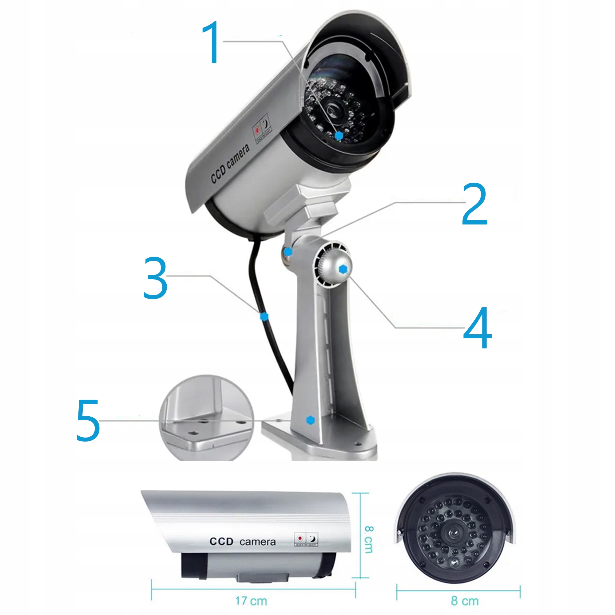 KAMERA ATRAPA IR LED MONITORING KAMERA ZEWNĘTRZNA ŚCIENNA Z DIODĄ MIGAJĄCA Marka Inna
