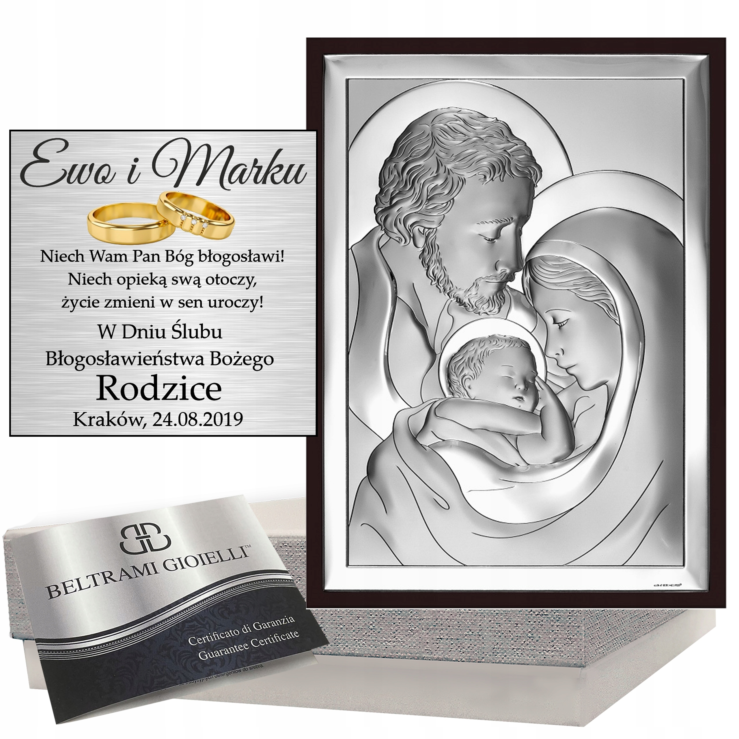 Stříbrný Obraz Svaté Rodiny, Suvenýr Na Svatba, Výročí