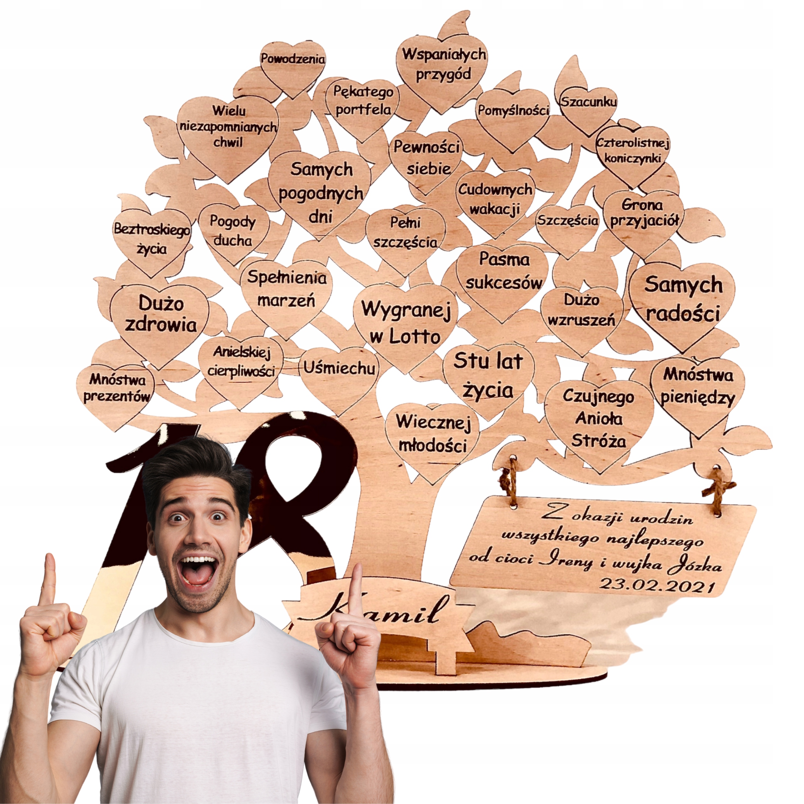 Dárek K 18 40 50 60 70 80 Stromek Štěstí Gravírovaný Zlatý Laminát