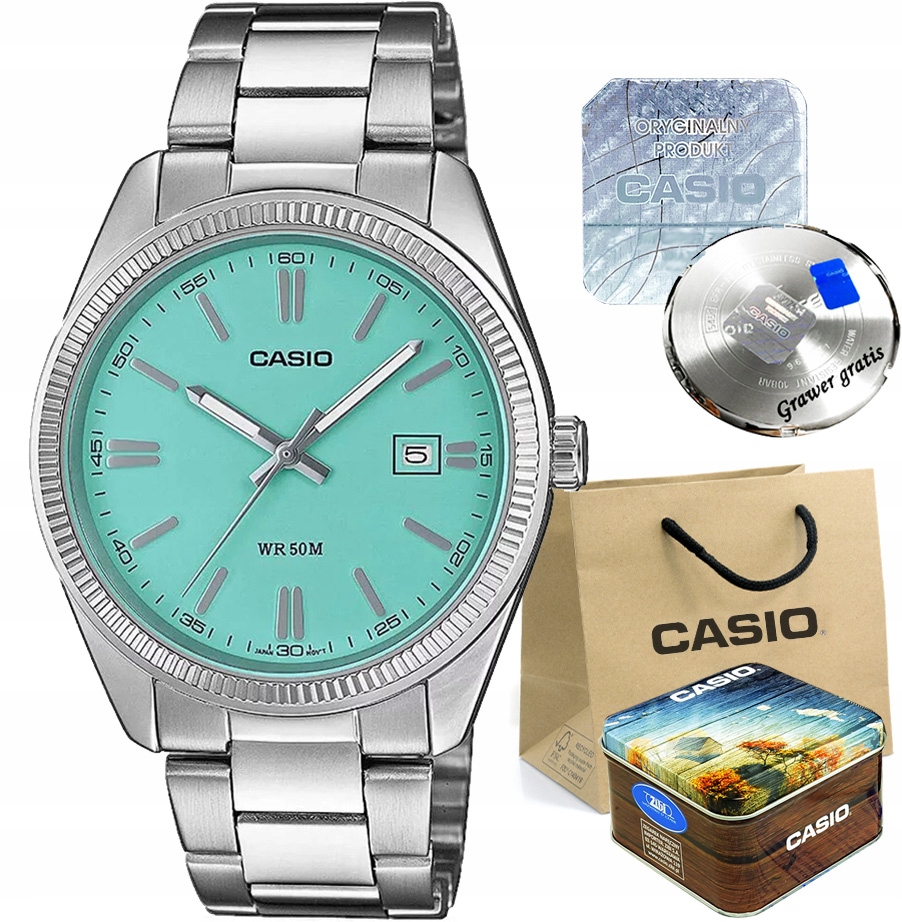 Pánské hodinky Casio Klasické s datumovkou ocelové WR50m Krabička Gravírování