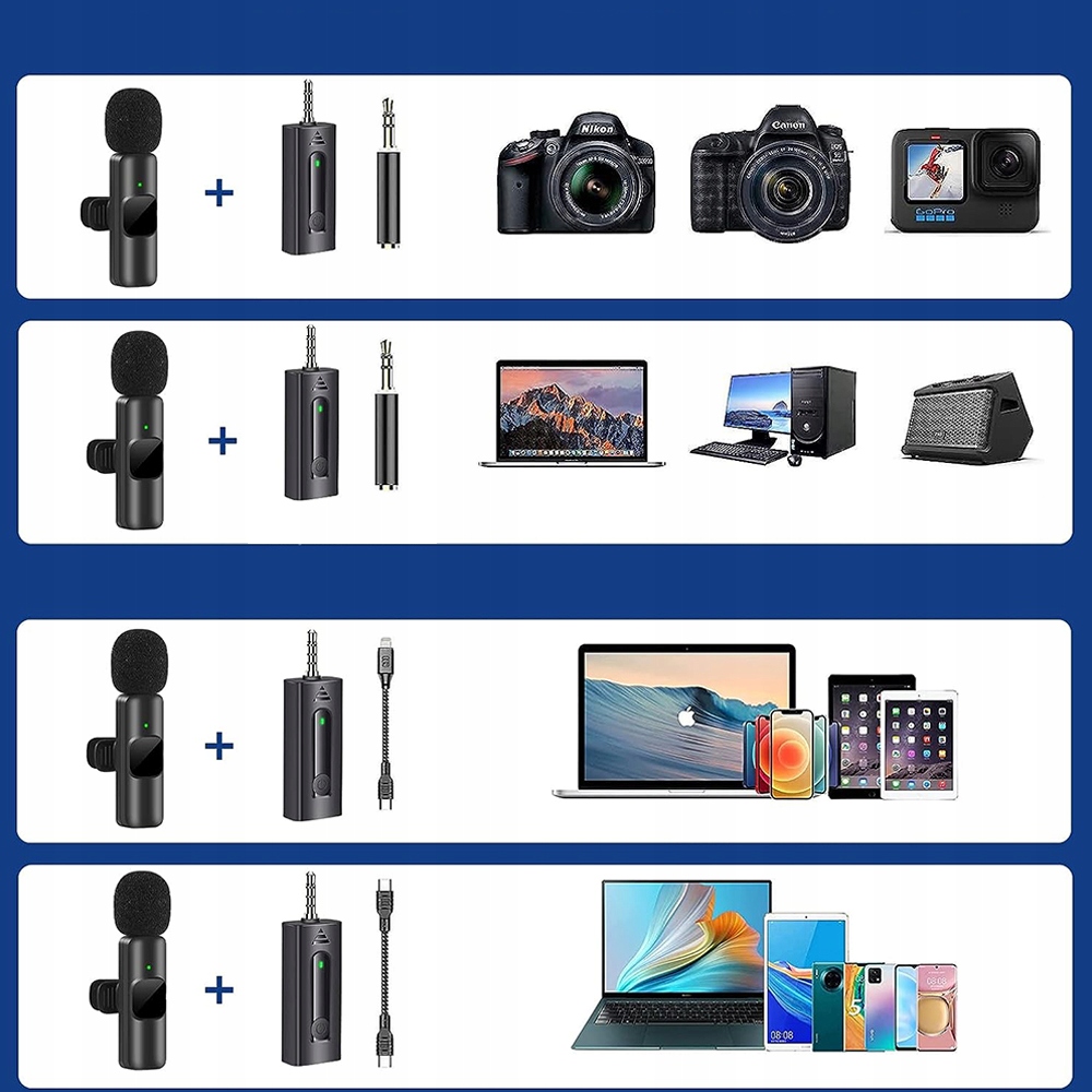 BEZPRZEWODOWY MINI MIKROFON KRAWATOWY DO TELEFON/APARAT/PC IPHONE/ANDROID Model 6SV0033BK