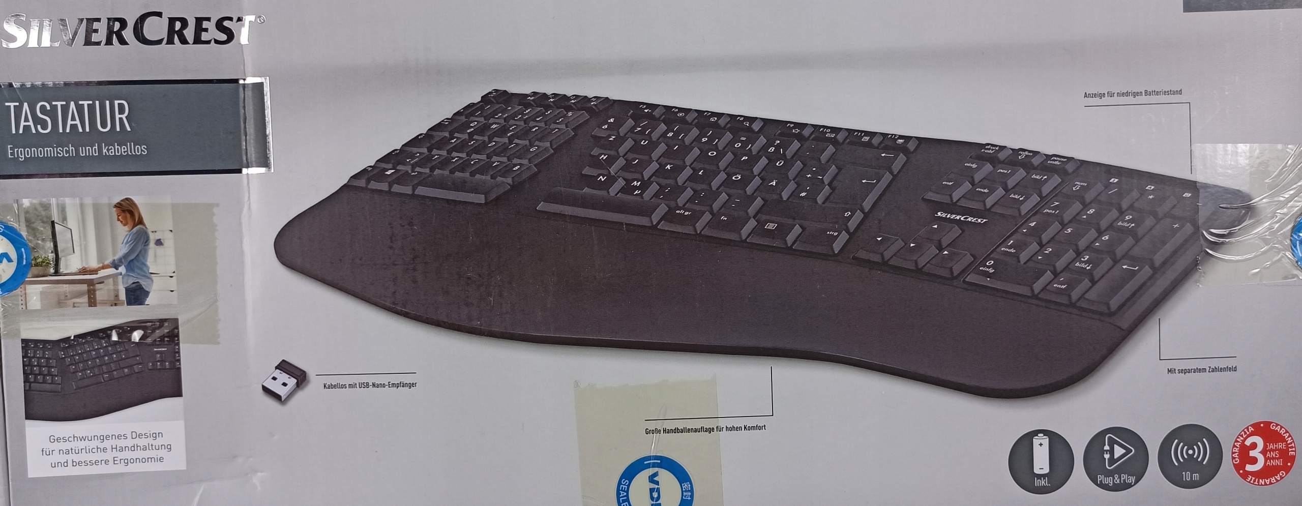 Silvercrest Ergonomická bezdrátová klávesnice