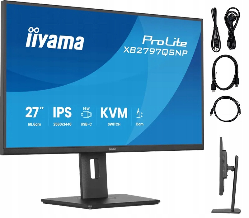 Monitor iiyama ProLite XB2797QSNP-B1 27 Ips Wqhd Led 1ms 75Hz Usb-c Hdmi