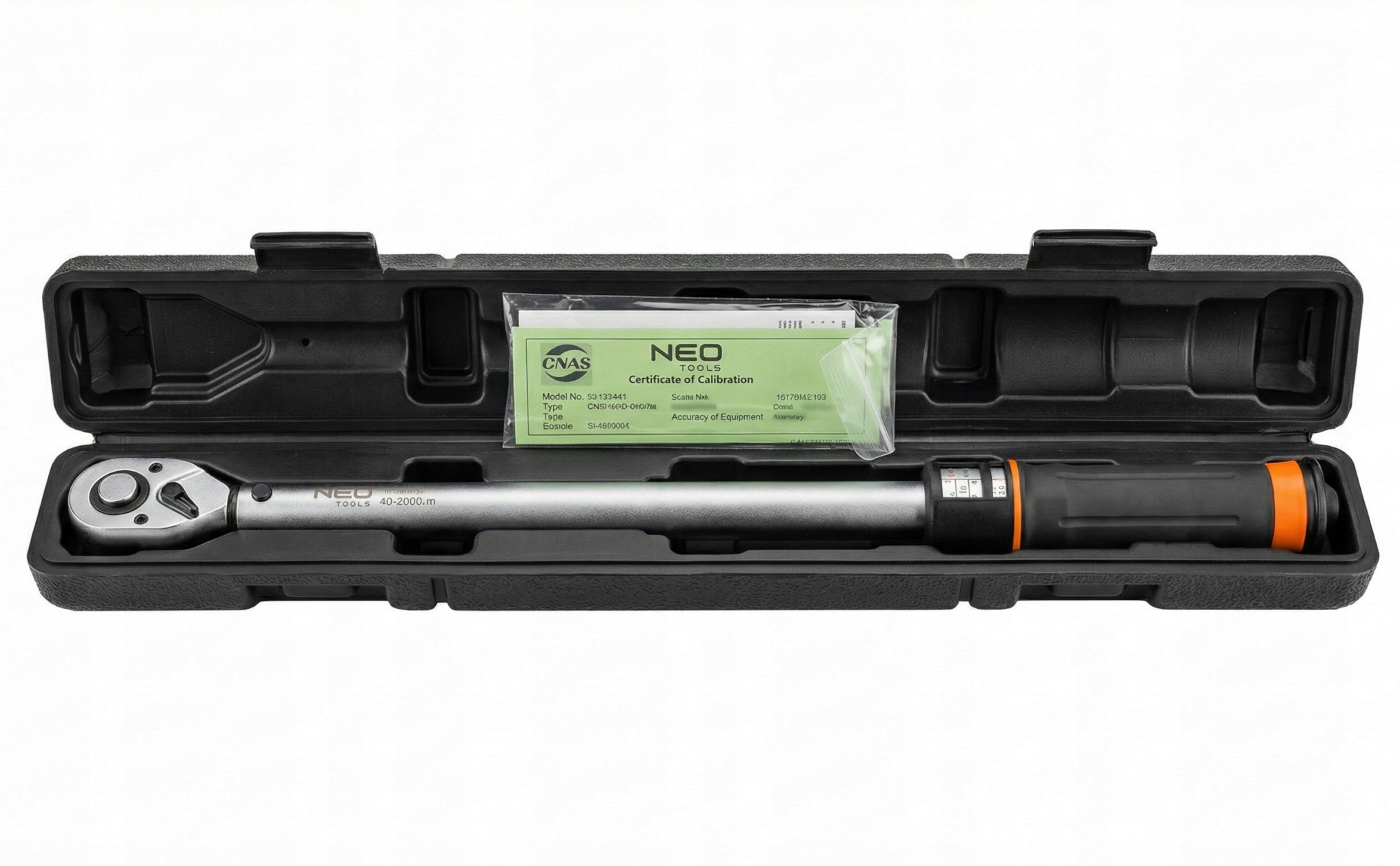 Momentový kľúč 1/2" 40-200Nm s certifikátom kalibrácie v krabici Neo